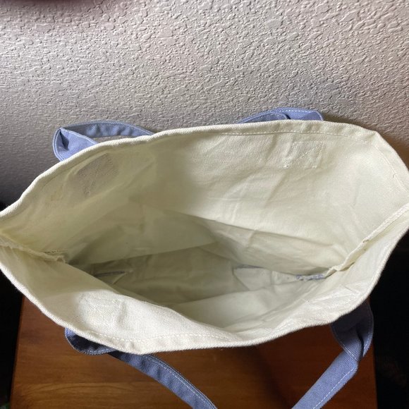 Vintage 1990’s MARTHA STEWART LIVING Blue and Cream Canvas Tote Bag - Picture 6 of 7